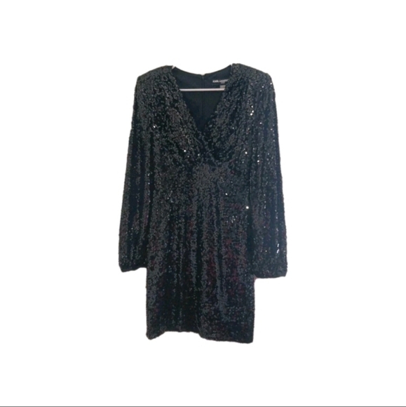 Karl Lagerfeld Dresses & Skirts - KARL LAGERFELD NWT Black Sequin Cocktail Mini Dress Size 0 Party NYE Night Out